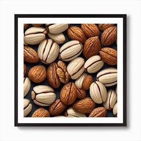 Almonds On A Black Background 5 Art Print