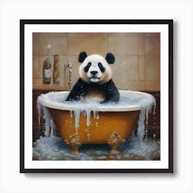 Panda In The Bath Art Print