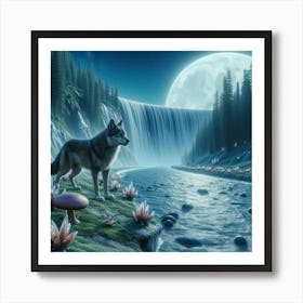 Wolf on the Riverbank 5 Art Print