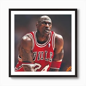 Craiyon 150201 Michael Jordan And Lebron James Competing Fiercely On The Basketball Court Art Print