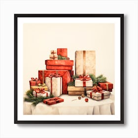 Elegant Christmas Giftbox Ilustration Series004 Art Print