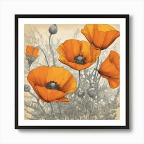 Golden Splendor: California Poppies in Bloom 2 Art Print