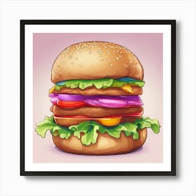 Love Burger Food Art Kitchen Art Art Print