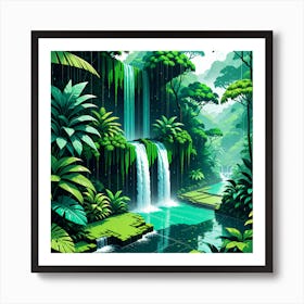 Waterfall In The Jungle Art Print