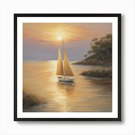 Sailboat At Sunset 4 Art Print