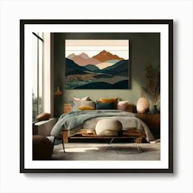 Boho Art Minimalist Landscape Mountains (18) Art Print