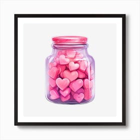 Pink Hearts In A Jar 15 Art Print