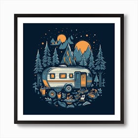 Camper In The Woods 1 Art Print