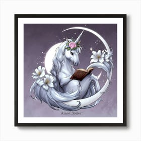 Unicorn Reading A Book 1 Art Print