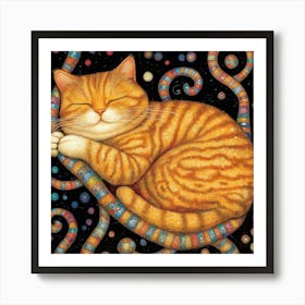 Sleeping Cat Art Art Print