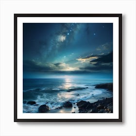 Night Sky Over The Ocean 1 Art Print