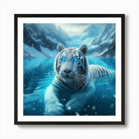 White Tiger In The Water Art Print