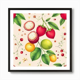 Seamless Pattern With Fruits Art Print