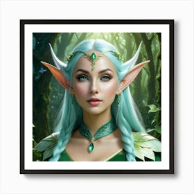 Elf Girl In The Forest 1 Art Print