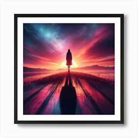 Person Standing On A Hill Art Print