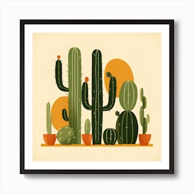 Rizwanakhan Simple Abstract Cactus Non Uniform Shapes Petrol 38 Art Print