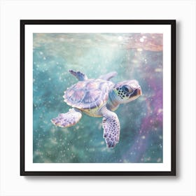 Baby Sea Turtle Underwater Art Print