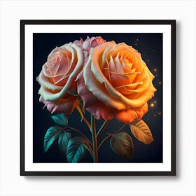 Illuminating A Delicate Bouquet Of Roses 1 Art Print