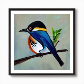 Bird On A Branch Painting Art Print