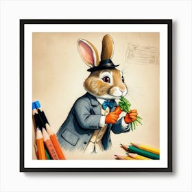 Rabbit With Carrots 42 Art Print