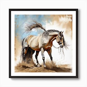 Horse In The Sand Art Print