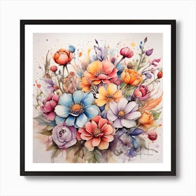 Watercolor Flowers 2 Art Print