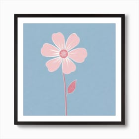 A White And Pink Flower In Minimalist Style Square Composition 619 Art Print