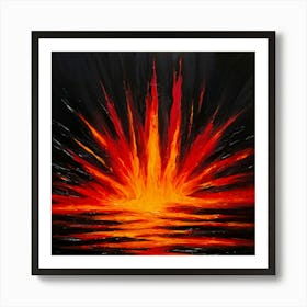 Abstract Fire Art Engulfs The Canvas In A Stream Of Crimson Flames Suggesting Burning Passion Flick Art Print