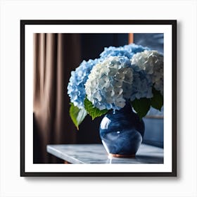 Blue and White Hydrangeas Art Print