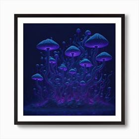 Neon Mushrooms (6) 1 Art Print