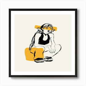 Girl Sitting On A Chair Art Print