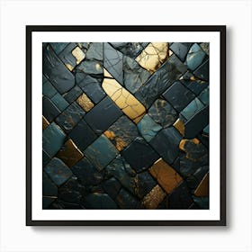 Abstract Gold And Black Mosaic 1 Art Print