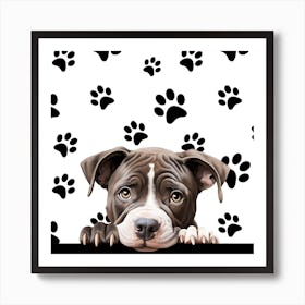 Dog With Paw Prints Art Print