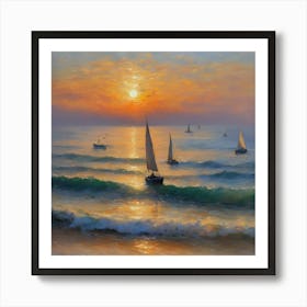 Sunset sailing Art Print