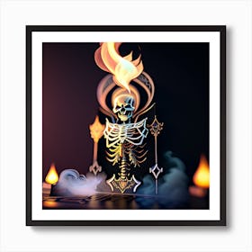 Skeleton In Flames Art Print