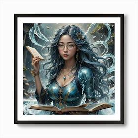 Girl Holding A Book Art Print