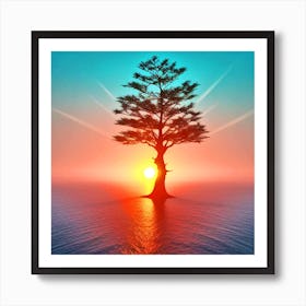 Lone Tree At Sunset 2 Art Print