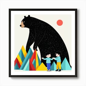 Children And Bear Art Print