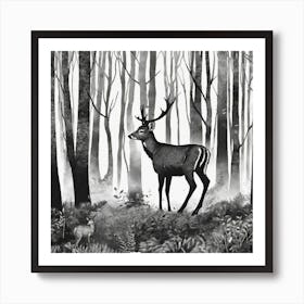 Deer In The Woods 8 Art Print