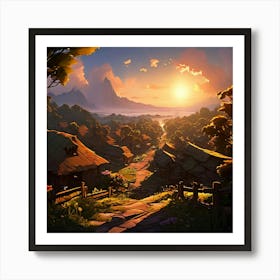 Village At Sunset 3 Art Print