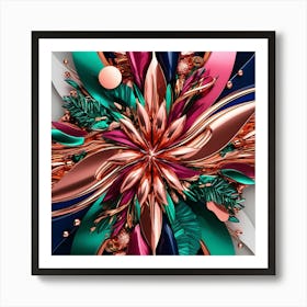 Revolutionary, full-screen art with vibrant, abstract shapes, intricate details, and metallic accents.1 Art Print