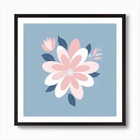 A White And Pink Flower In Minimalist Style Square Composition 78 Art Print