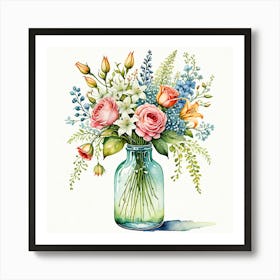 Flowers In A Bottle Art Print