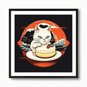 Cat With Cake Art Print