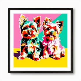 Yorkshire Terrier Pups, This Contemporary art brings POP Art and Flat Vector Art Together, Colorful Art, Animal Art, Home Decor, Kids Room Decor, Puppy Bank - 116th Art Print