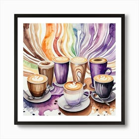 Coffee Cup Watercolor Painting 1 Art Print