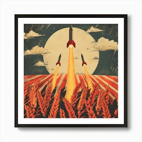 Moon Rocket Soviet Propaganda Art Print