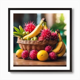 Nature's Sweetness: Tropical Fruits Basket Art Print