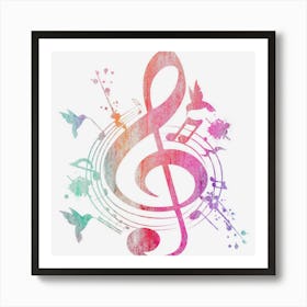 Music Musical Instrument Birds Treble Clef Art Print