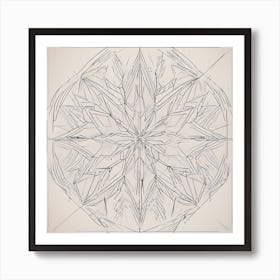 0 Symmetry, Snowflakes, Minimal Line Drawing 4 Art P Esrgan V1 X2plus Art Print